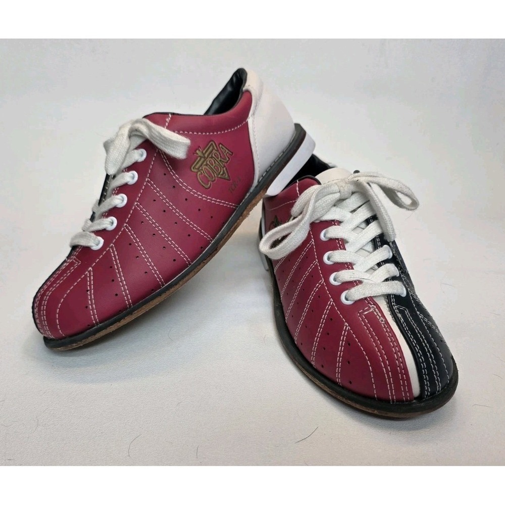 Vintage Team Cobra Red Blue Leather Bowling Shoes Mens 5.5 / Womens 7